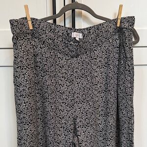 LOFT Black and White Floral Straight Leg Pants